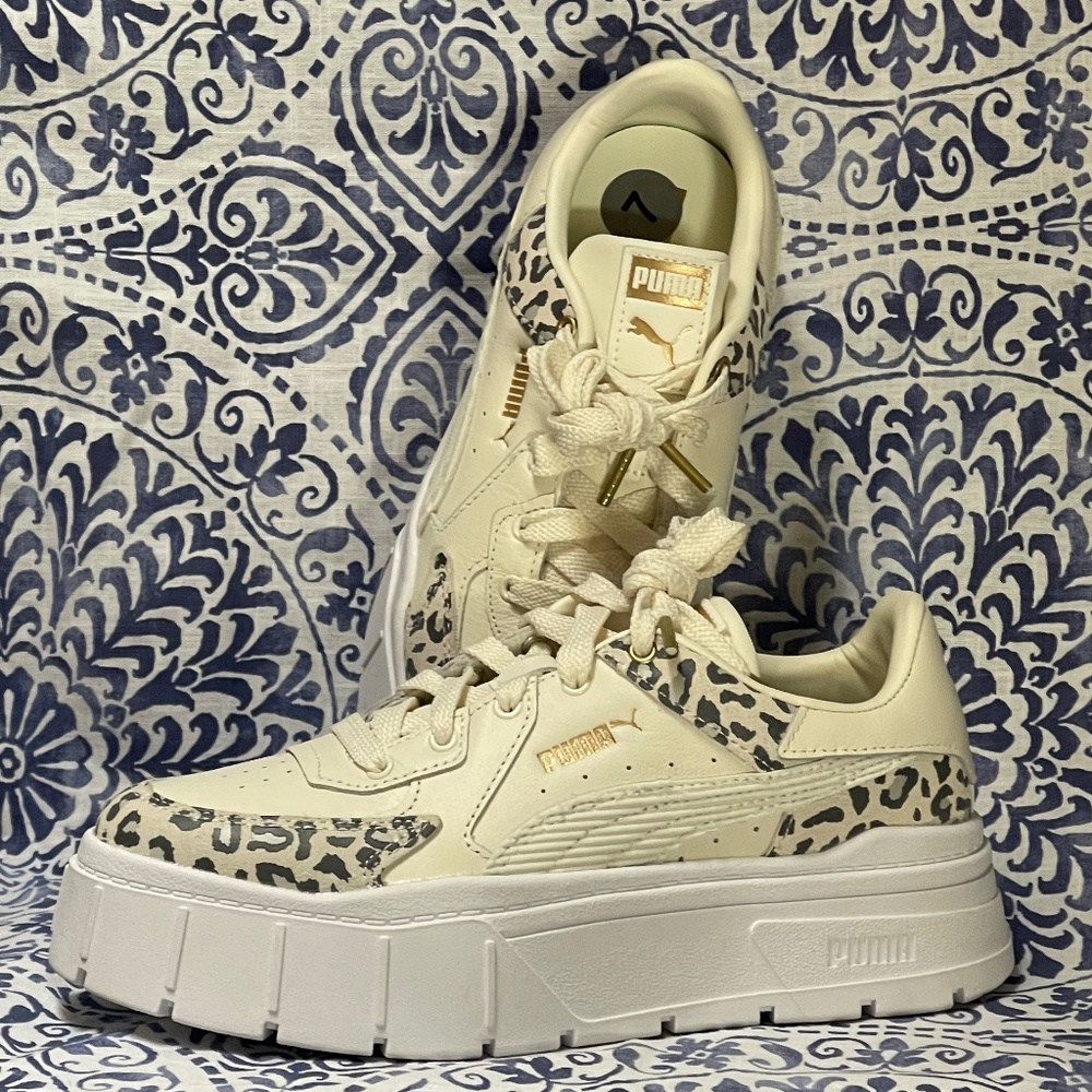 WOMEN'S PUMA MAYZE STACKED EDGY LEOPARD PLATFORM CASUAL SHOES Women’s size 7